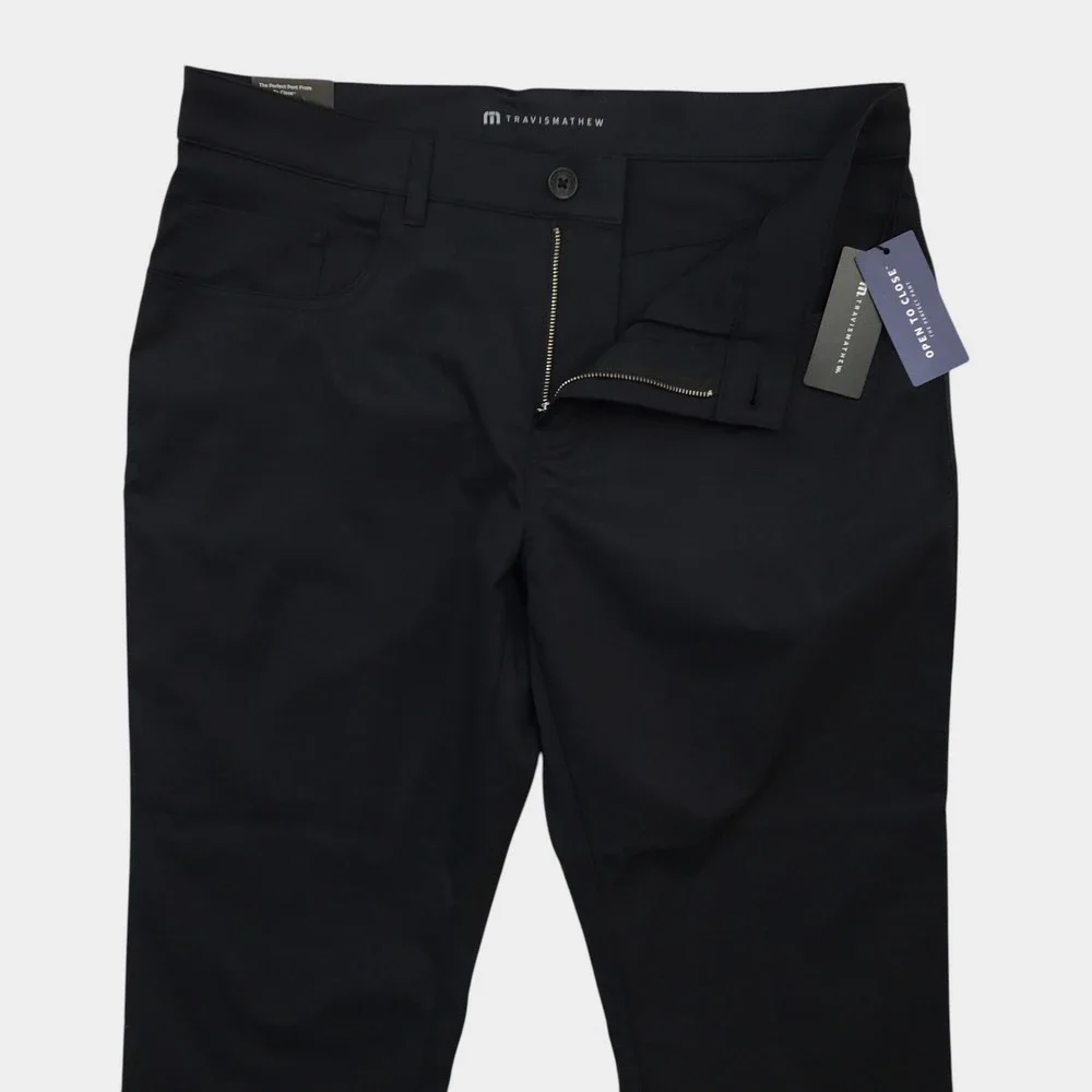 NEW! Travis Mathew Mens Open To Close 2.0 Standard Fit Black Golf Pants 34x32